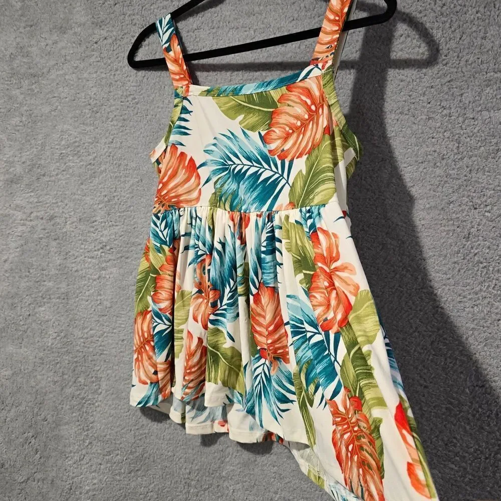 Hawaiian‎ Tank Top Womens S/M Babydoll Summer Boho Dainty Beach Vacation Tunic - Picture 4 of 6